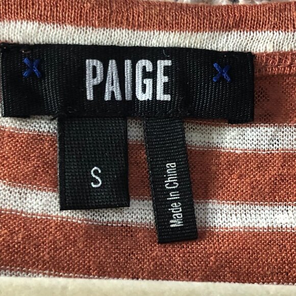 Paige Lynnea Linen Striped Chest Pocket V Neck T Shirt - NEW - Picture 4 of 9